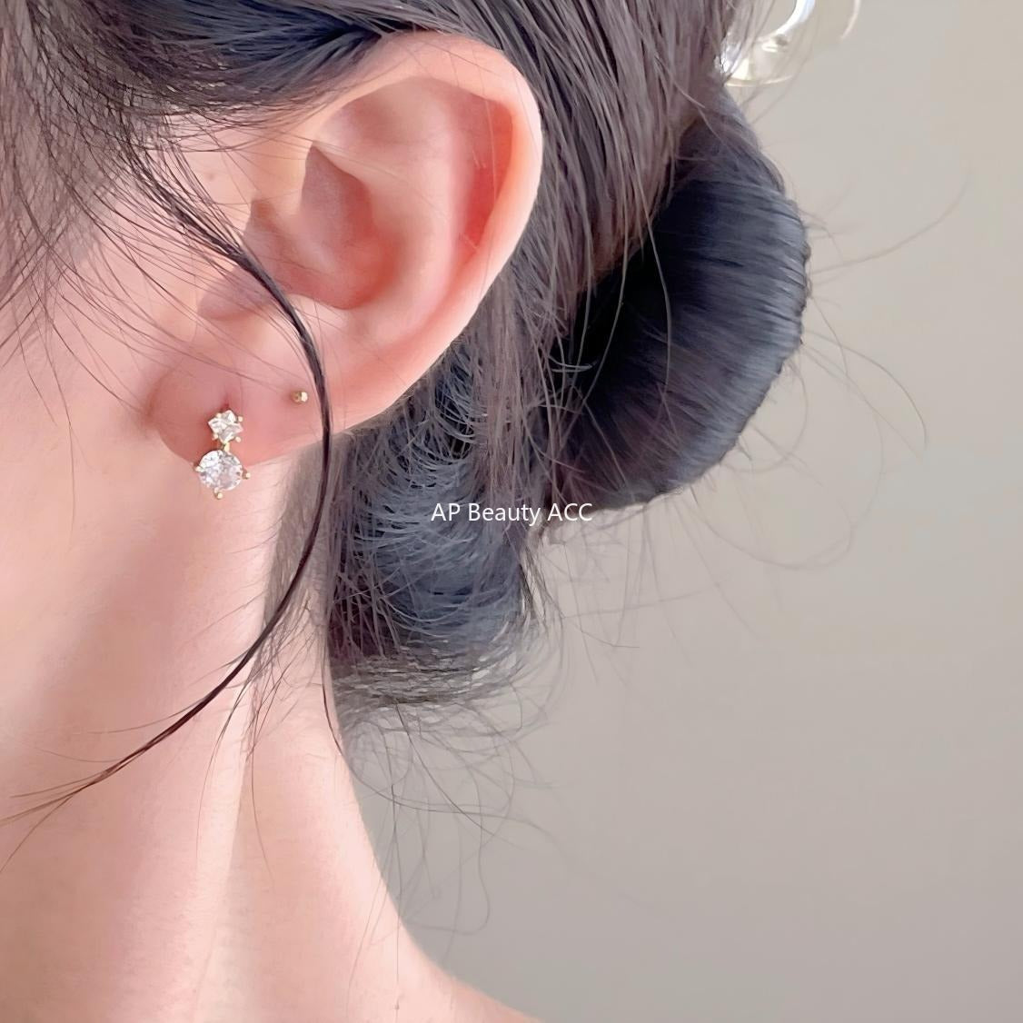 F廠-韓國韓版925純銀鋯石耳扣耳釘簡約氣質百搭ins風耳飾「C1419」25.11-1