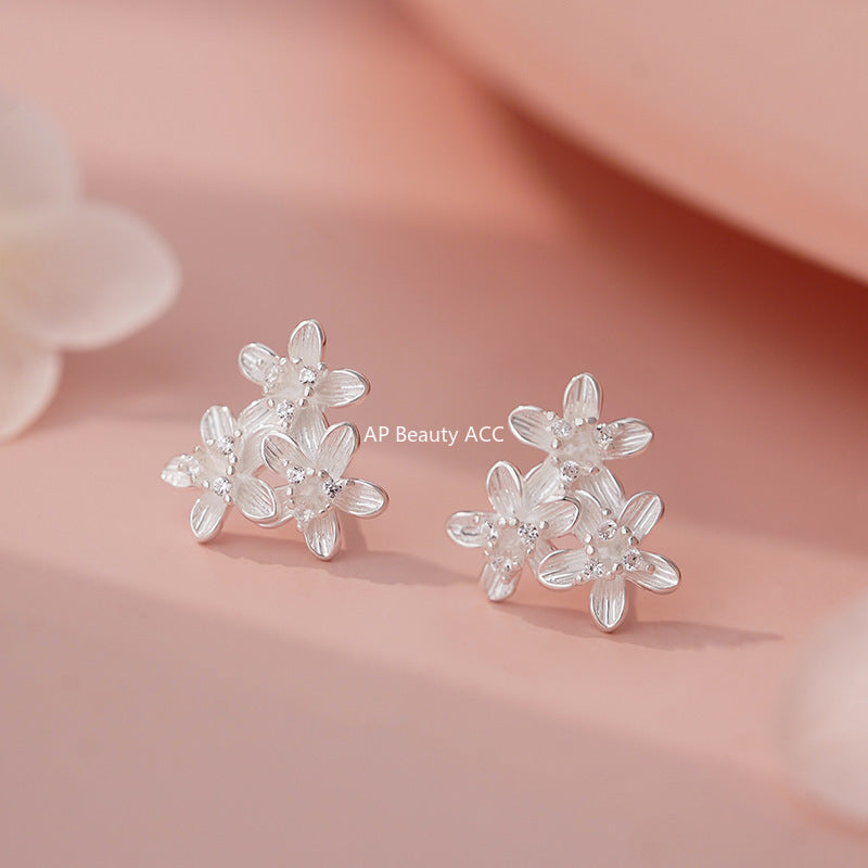 D廠-S999足銀清新花朵耳環女甜美氣質優雅輕奢高級感設計耳飾批發「YC9992E_1」25.11-2