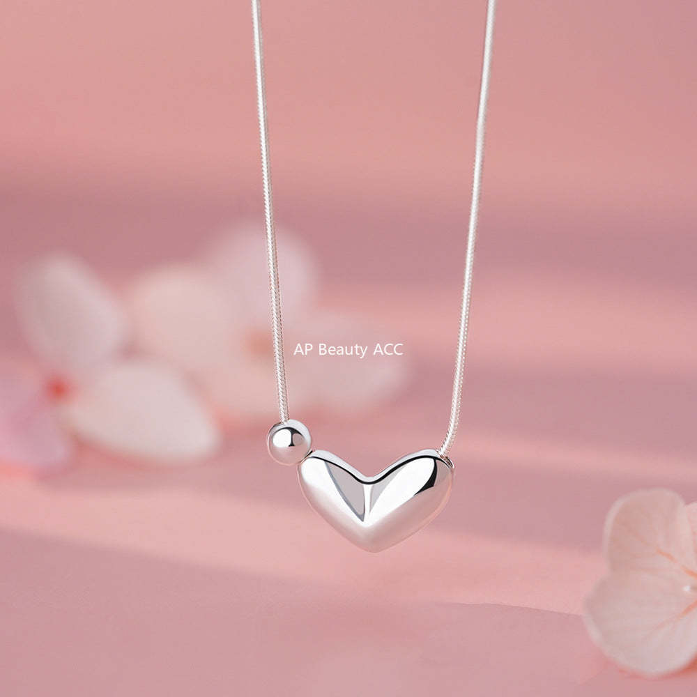 D廠-純銀S925愛心圓珠項鍊女小眾設計復古輕奢甜美可愛簡約鎖骨鏈批發「YC2177N_1」25.12-3