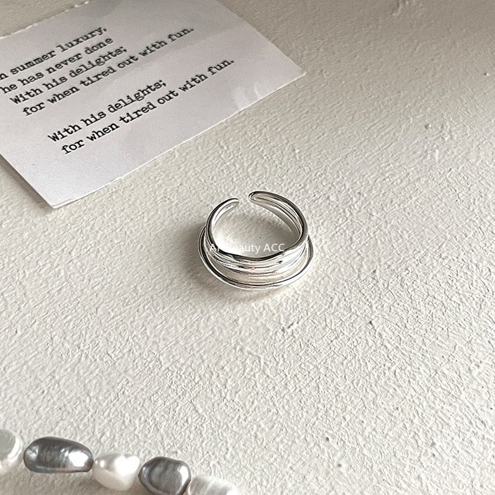 C廠-輕奢高級感純銀戒指女小眾設計個性疊戴風指環時尚ins風韓版指戒「JZ-0595」25.11-2