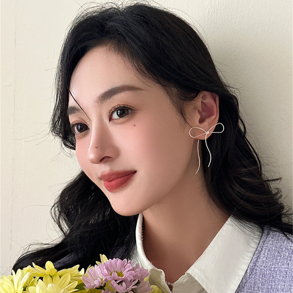C廠-仙女風百搭夏季蝴蝶結耳釘女氣質高級感銀針耳環個性簡約甜美耳飾「EH-3590」25.04-4