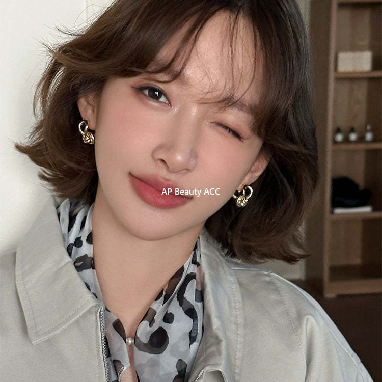 C廠-時尚簡約扭曲打結耳環女個性冷淡風百搭耳扣設計感小眾輕奢耳飾「EH-4325」25.12-3