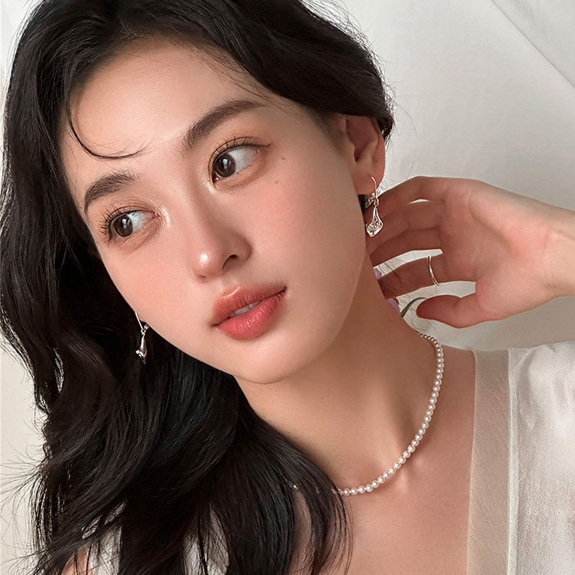 C廠-森系百搭馬蹄蓮花朵耳環女簡約韓版高級銀針耳圈精緻輕奢時髦耳飾「EH-3894」25.08-2
