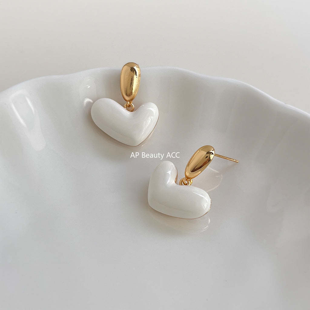 A廠-法式愛心耳環2025新款爆款高級感純銀針耳環女小眾獨特百搭耳飾品「7108」25.11-3