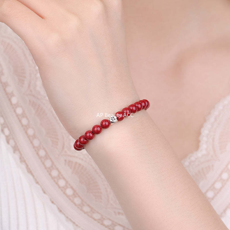 D廠-S925純銀福字硃砂手鍊國風福氣好運小眾個性創意新中式手鍊批發「YC4380SL_1」25.11-3