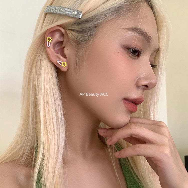 C廠-甜美可愛小眾星星發夾耳釘925銀針新款百搭少女清新簡約設計耳飾「EH-4261」25.11-3