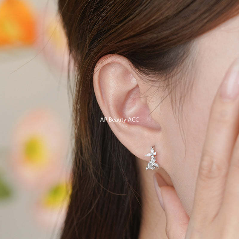 D廠-S999足銀韓版韓風蝴蝶耳扣女優雅文藝氣質甜美溫柔可愛耳飾「YC7071E_1」25.10-5