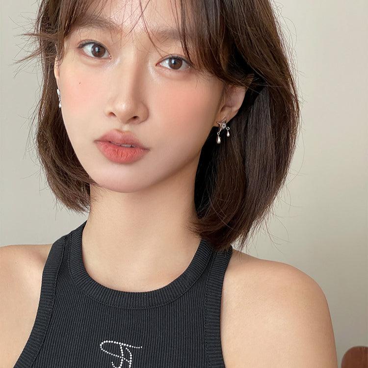 C廠-925銀針星星鋯石耳釘女水滴流蘇設計高級耳環簡約時尚氣質耳飾「EH-3147」24.09-2
