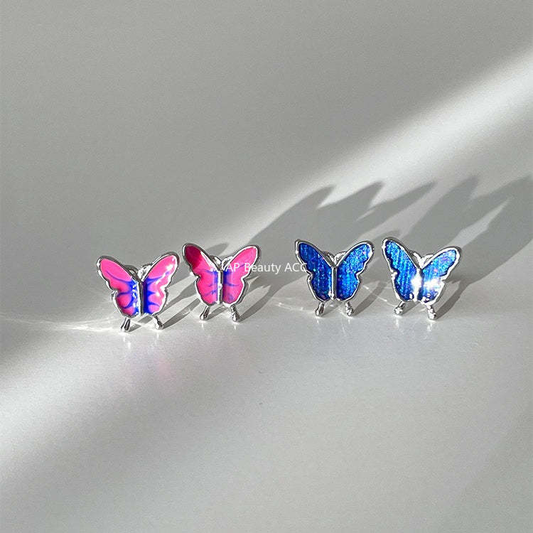 C廠-森系靈動蝴蝶耳釘女絕美夢幻甜美風銀針耳骨釘甜酷高級感秋冬耳飾「EH-4126」25.10-5