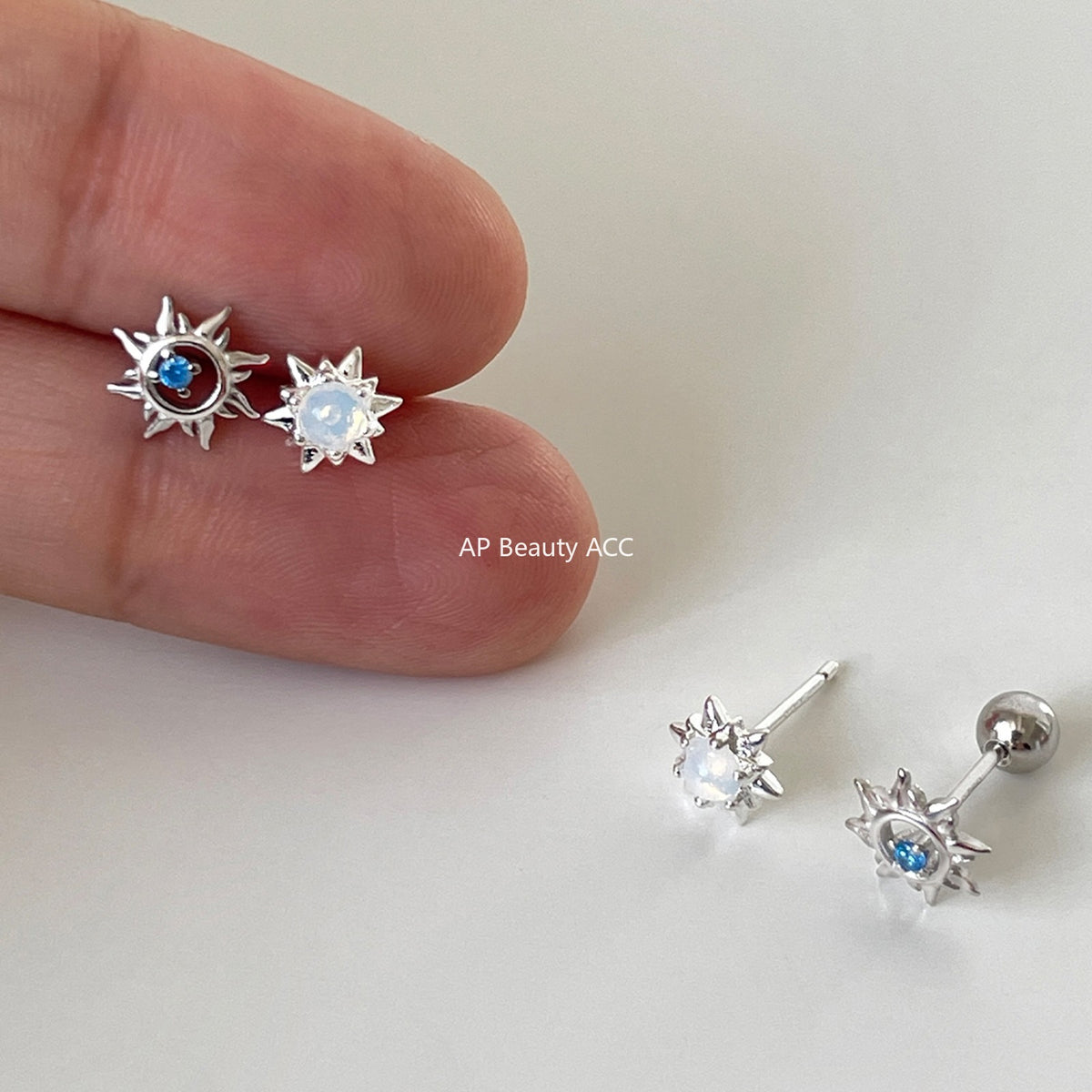 C廠-999純銀小太陽耳釘女高級感耳骨釘小眾特耳環小巧精緻氣質耳飾「EH-2451.eb」25.11-1