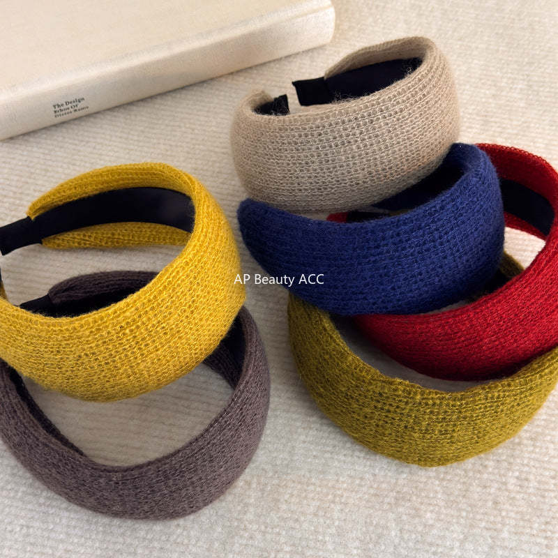 E廠-秋冬針織高顱頂毛線寬邊髮箍女高級感洋氣時尚壓髮頭箍髮卡頭飾潮「27794」25.12-3