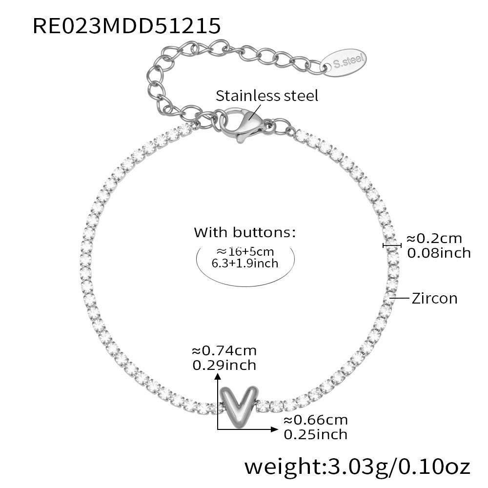 B廠-爆閃爪鑲鋯石26字母手鍊 不鏽鋼鍍18k真金時尚精緻氣質珠寶首飾女「RE023」25.12-3