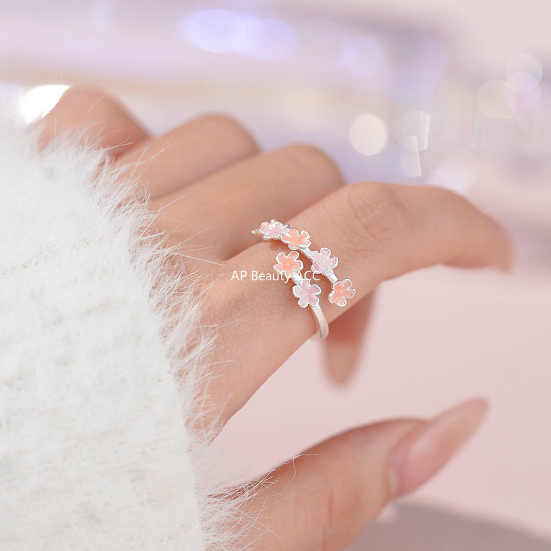 D廠-S999足銀櫻花花朵開口戒指清新設計感甜美可疊戴清新精美手飾「YC3658R_1 YC4535R_1」25.11-2