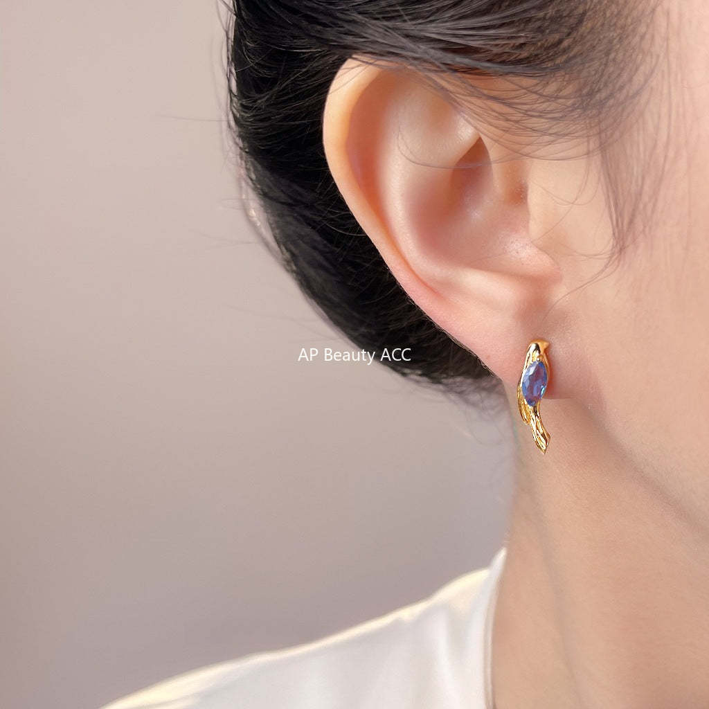 A廠-原創藝術鳥鑲嵌鋯石個性小眾設計創意925銀針新耳飾工廠 耳環女「7154」25.11-4