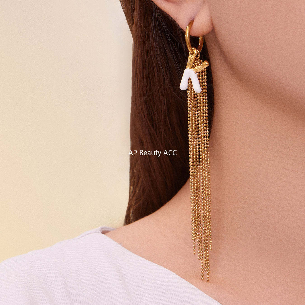 B廠-不鏽鋼K字母滴油流蘇吊墜耳環ins法式潮流個性耳飾鍍18k金「F116」25.10-5