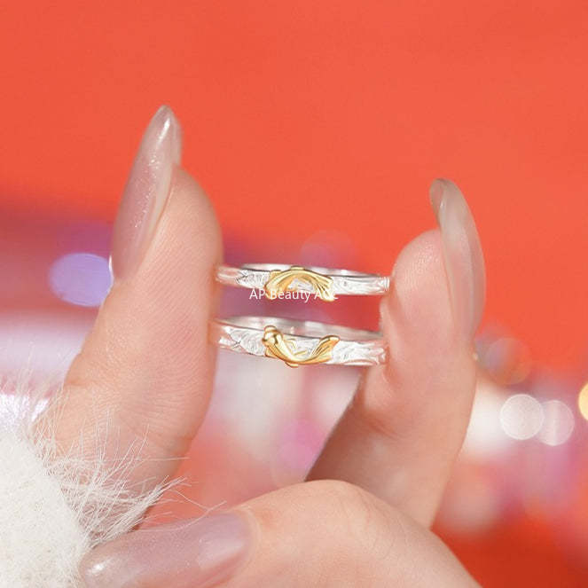 D廠-原創S999足銀熔岩錦鯉情侶對戒高級輕奢風日常百搭小眾手飾批發「YC3769R_1」25.11-3