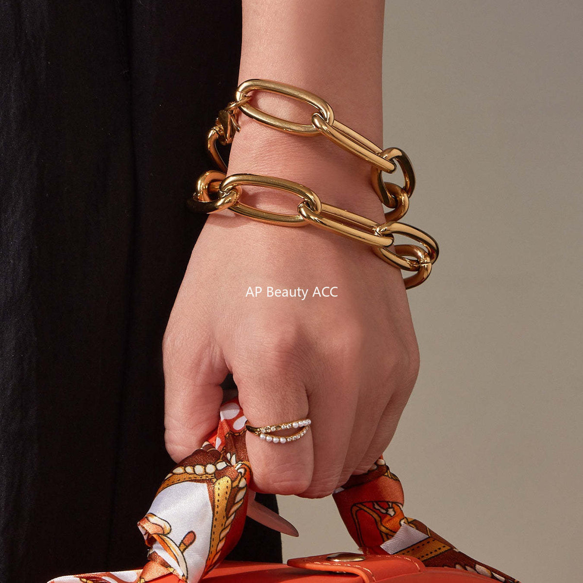 B廠-ins簡約風金屬扣古巴粗鏈條手鍊 時尚簡約單層朋克百搭項鍊「TXP468-TXE468」25.11-3