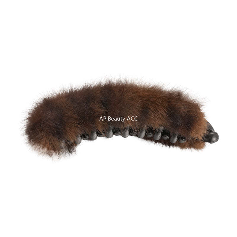 E廠-大號毛茸茸香蕉扭扭夾女秋冬高馬尾竪夾髮卡後腦勺半扎髮橫夾髮夾「27697」25.11-3