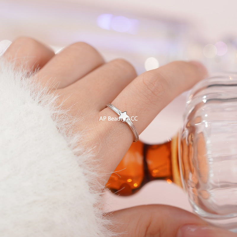 D廠-S999足銀夢幻五角星戒指女簡約小眾ins甜美溫柔高級設計手飾批發「YC4119R_1」25.11-2