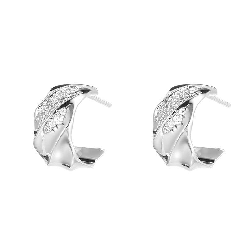 C廠-輕奢高級感鋯石耳釘女秋冬氣質時尚銀針半圓耳環日常百搭韓系耳飾「EH-4282」25.12-1