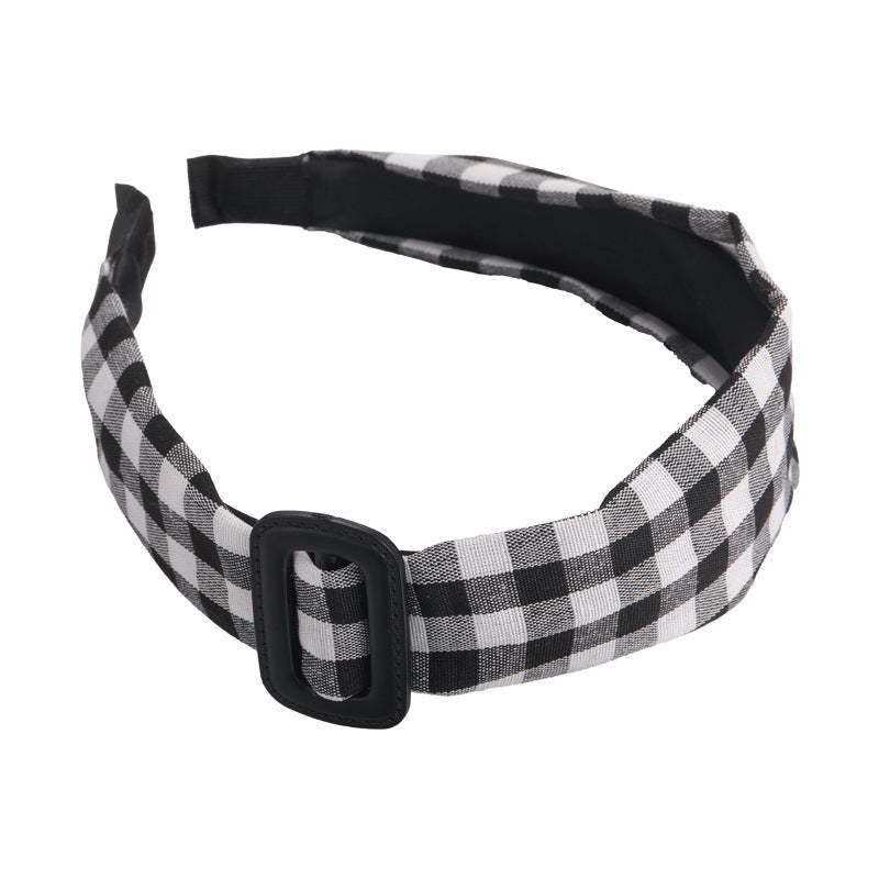 E廠-復古經典黑白格髮箍女秋冬時尚氣質頭箍高顱頂壓髮日常外戴髮捆「27634」25.11-1