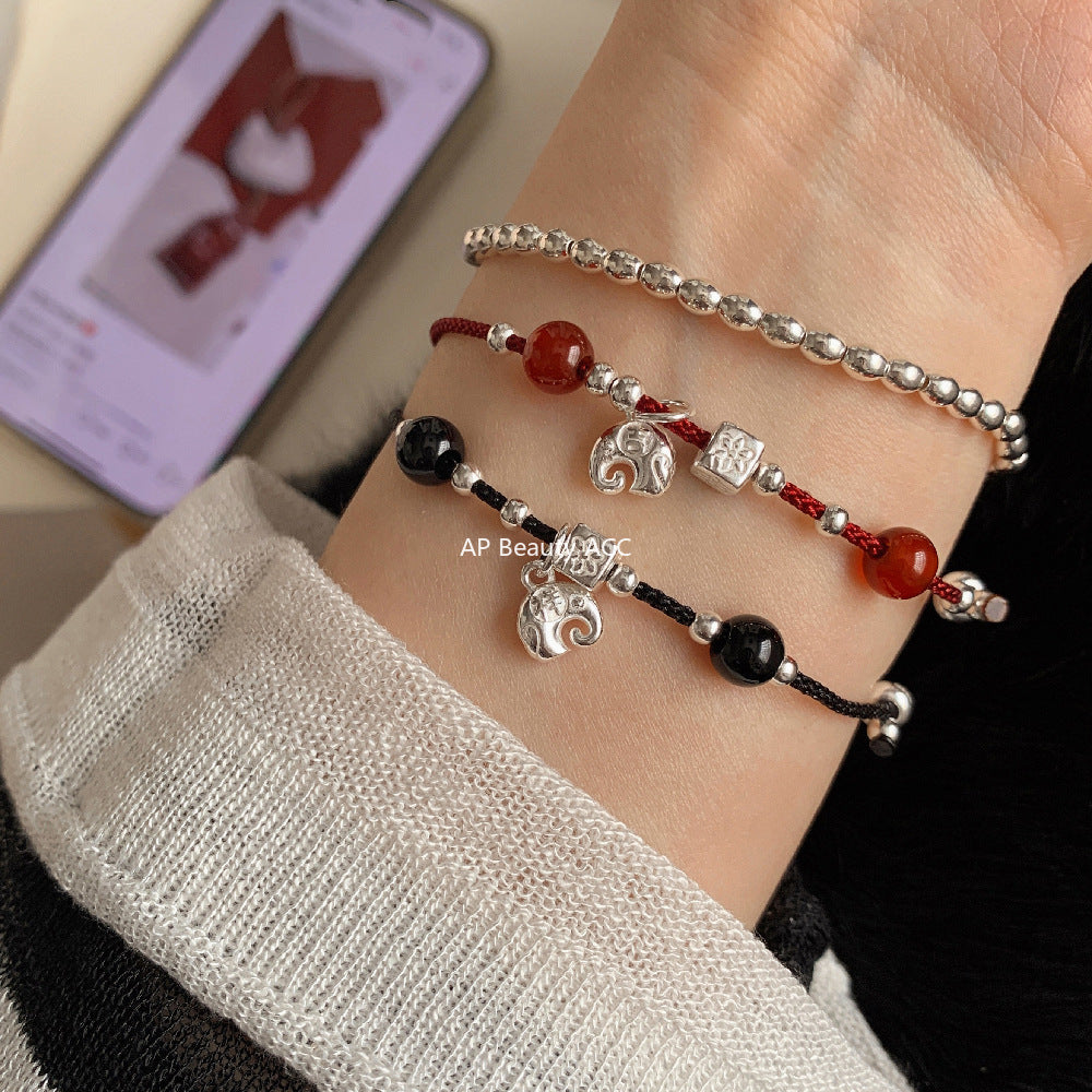 C廠-國朝新中式古風如意歲歲平安狗狗吉祥大象小象編繩手鍊S925純銀「1603-1605-1606」25.11-2