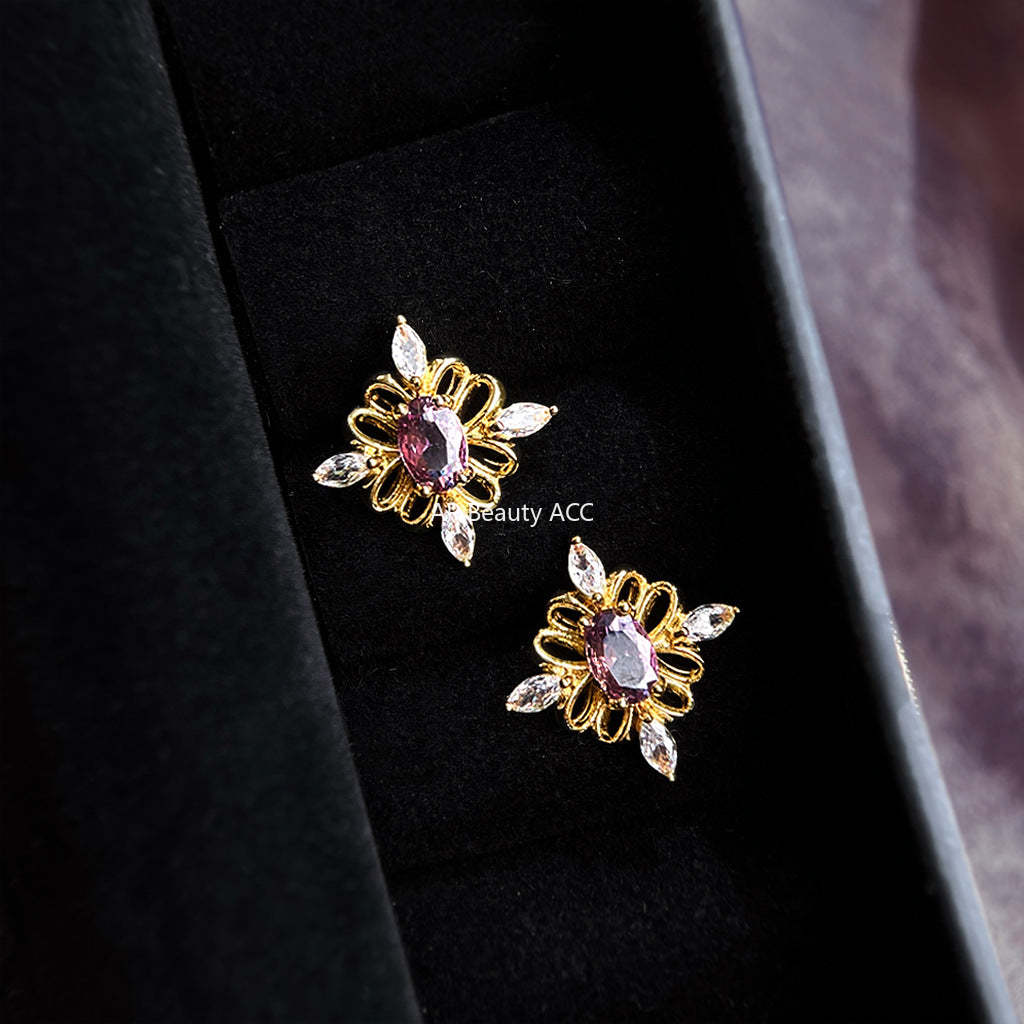 A廠-原創小眾設計時尚高級感輕奢風925銀針鍍14K個性新款耳飾工廠耳釘「7106」25.11-4