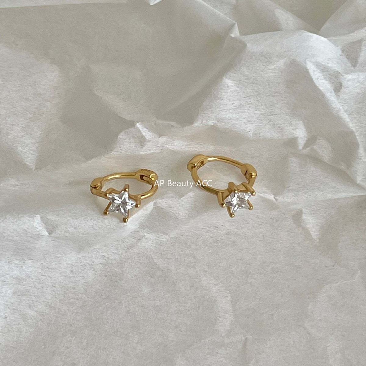 F廠-韓國韓版925純銀星星鋯石耳扣耳環簡約氣質百搭ins風耳飾「C1423」25.11-4