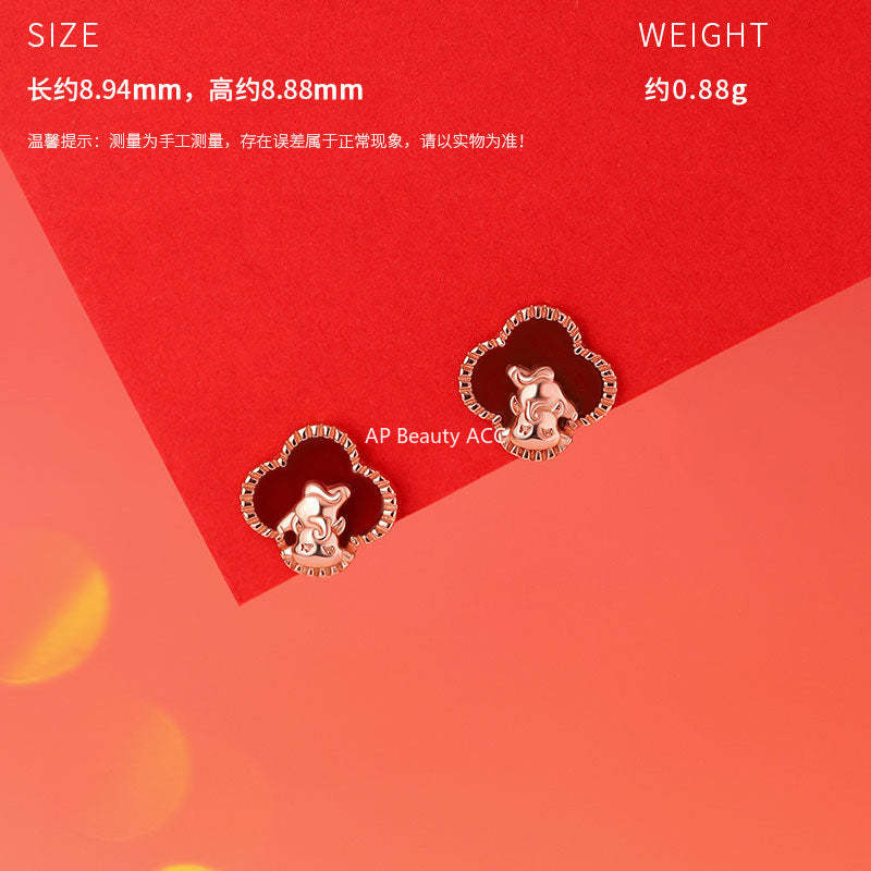 D廠-原創S925純銀馬到成功耳環本命年手鍊四葉草生肖馬項鍊批發「YC2693N_1 YC4913SL_1 YC9704E_1」25.10-5