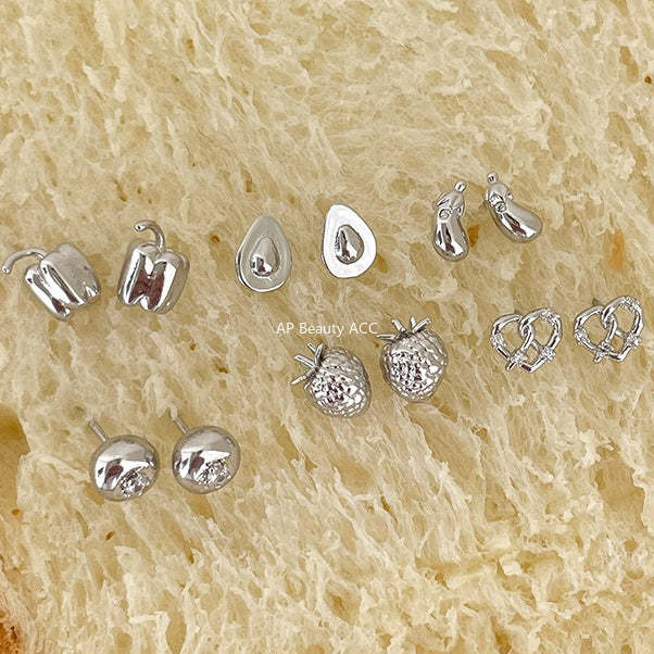 C廠-925銀針蔬菜茄子耳釘女森系小清新獨特牛油果耳環輕奢高級感耳飾「EH-4260」25.11-3