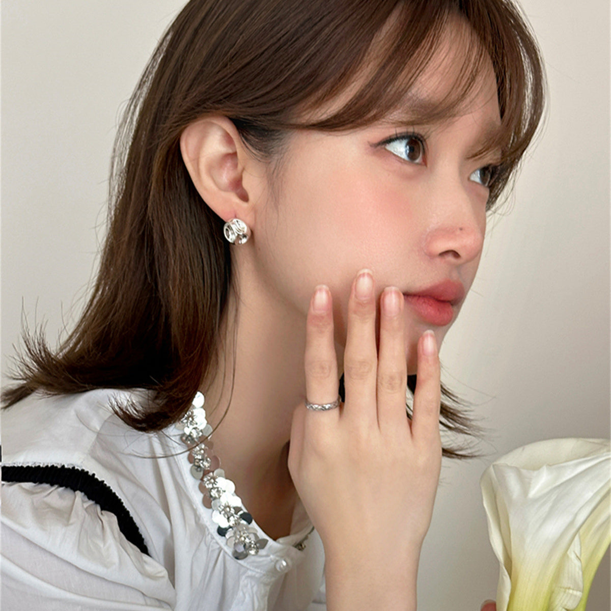 C廠-歐美高級感時尚不規則凹陷耳環女輕奢小眾設計感百搭簡約銀針耳飾「EH-3710」25.08-4