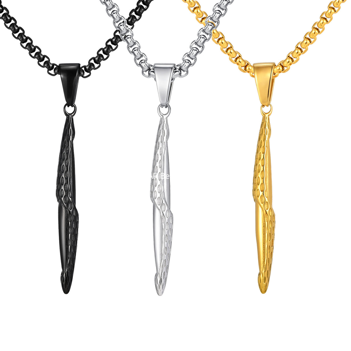 G廠-不鏽鋼跨境錘紋長條吊墜黑色時尚嘻哈風小眾個性飾品「PN-2217」25.11-1