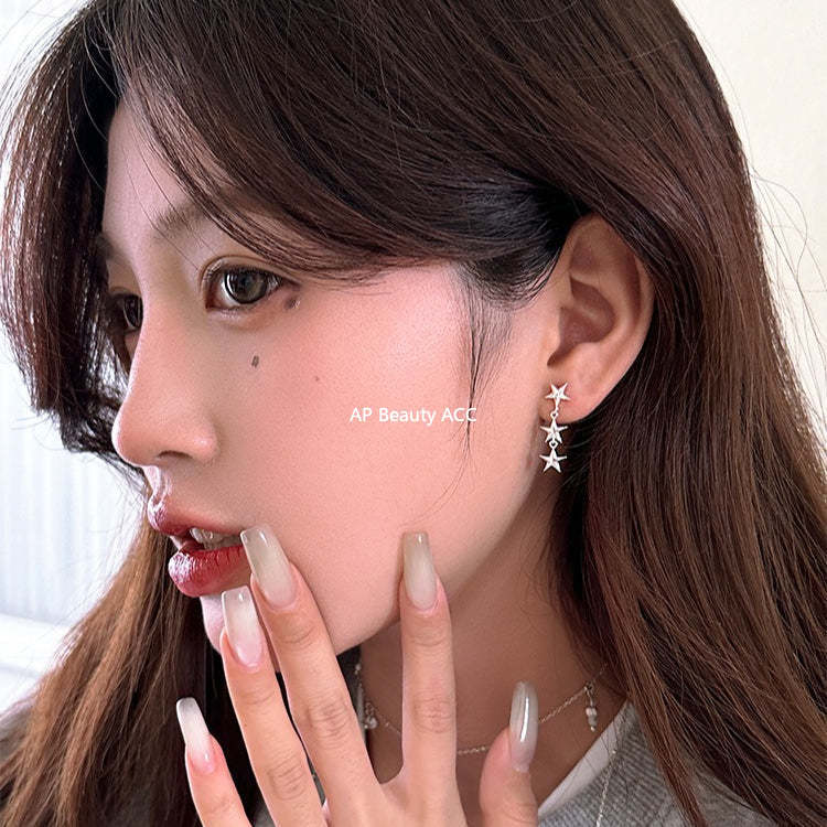 C廠-日韓極簡冷淡風星星流蘇耳釘女潮流復古高級感銀針耳環輕奢耳飾「EH-4335」25.11-4