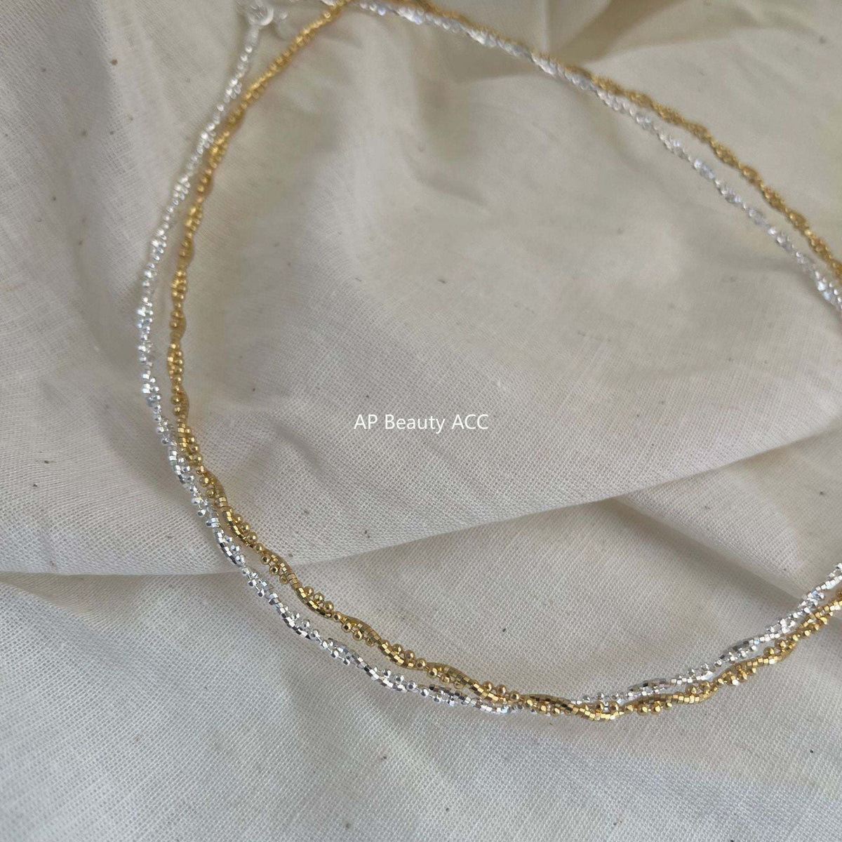 F廠-韓國韓版925純銀切面圓珠碎銀項鍊簡約氣質冷淡風纏繞項鍊「B1173」25.12-3