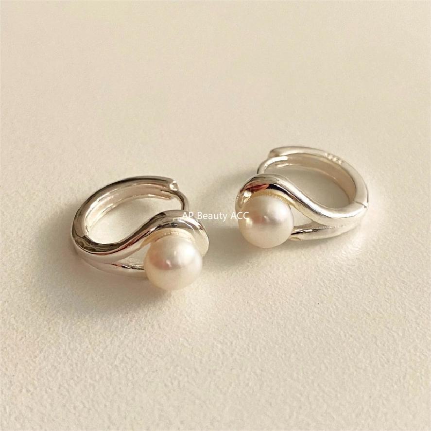 F廠-韓國韓版925純銀珍珠耳扣女簡約時尚ins風耳釘耳環「C1205」25.12-2