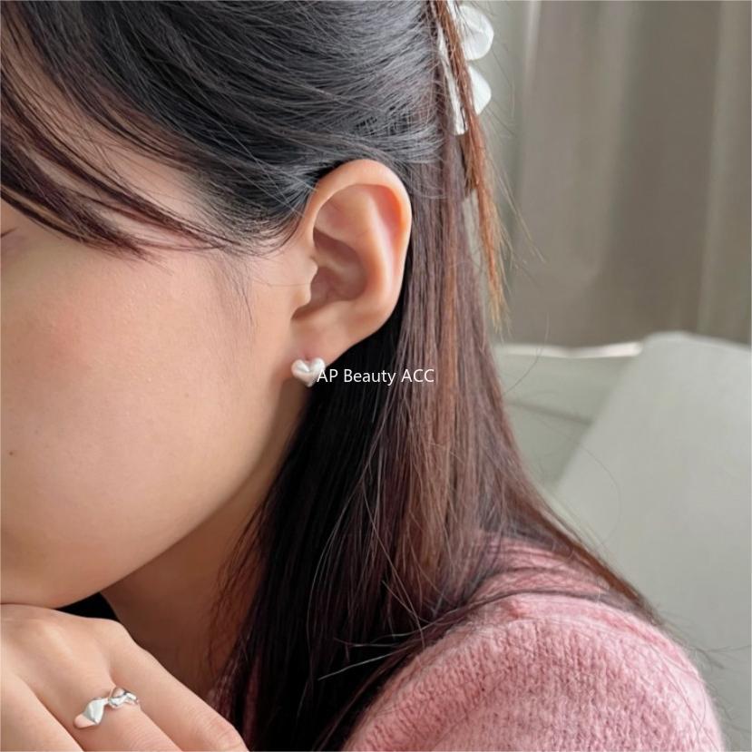 F廠-韓國韓版925純銀耳釘愛心拉絲耳釘簡約時尚氣質ins風耳環「C1191」25.12-3