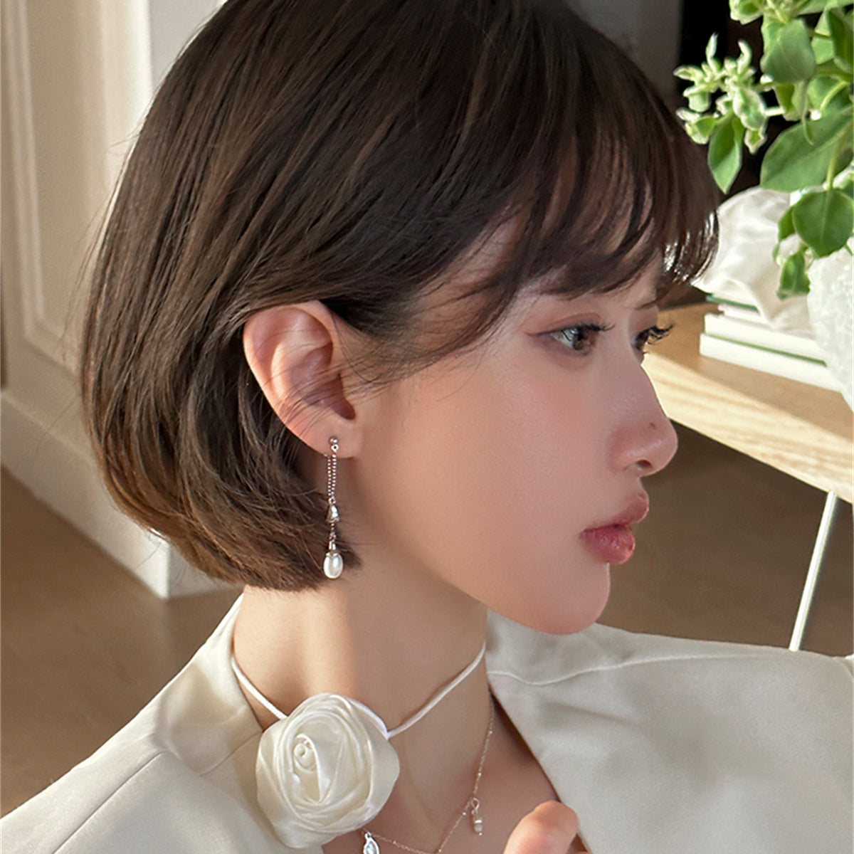 C廠-925銀針水滴耳釘女長款顯臉小優雅氣質珍珠耳線ins韓式小香風耳飾「EH-4006」25.08-4