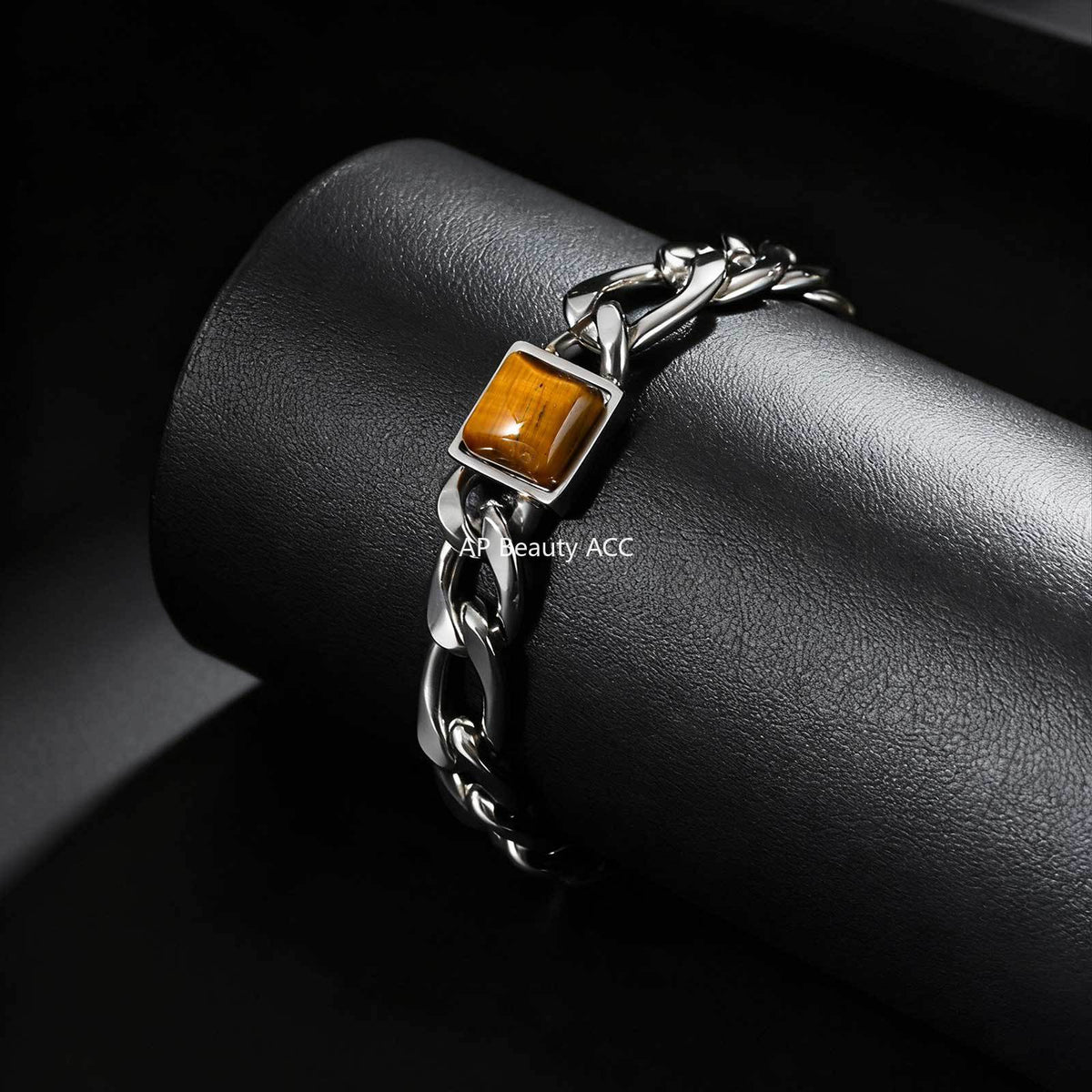 G廠-不鏽鋼手鍊批發男士嘻哈潮流手鍊三比一NK鏈方虎眼石手鍊「BR-2741」25.12-3