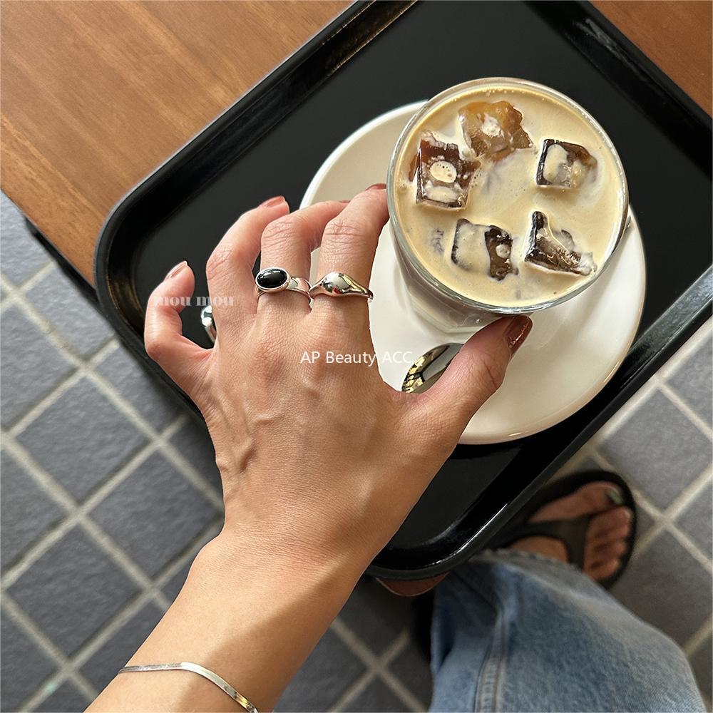 F廠-韓版韓版925純銀黑瑪瑙戒指簡約小紅書INS時尚開口戒「J1922」25.11-1