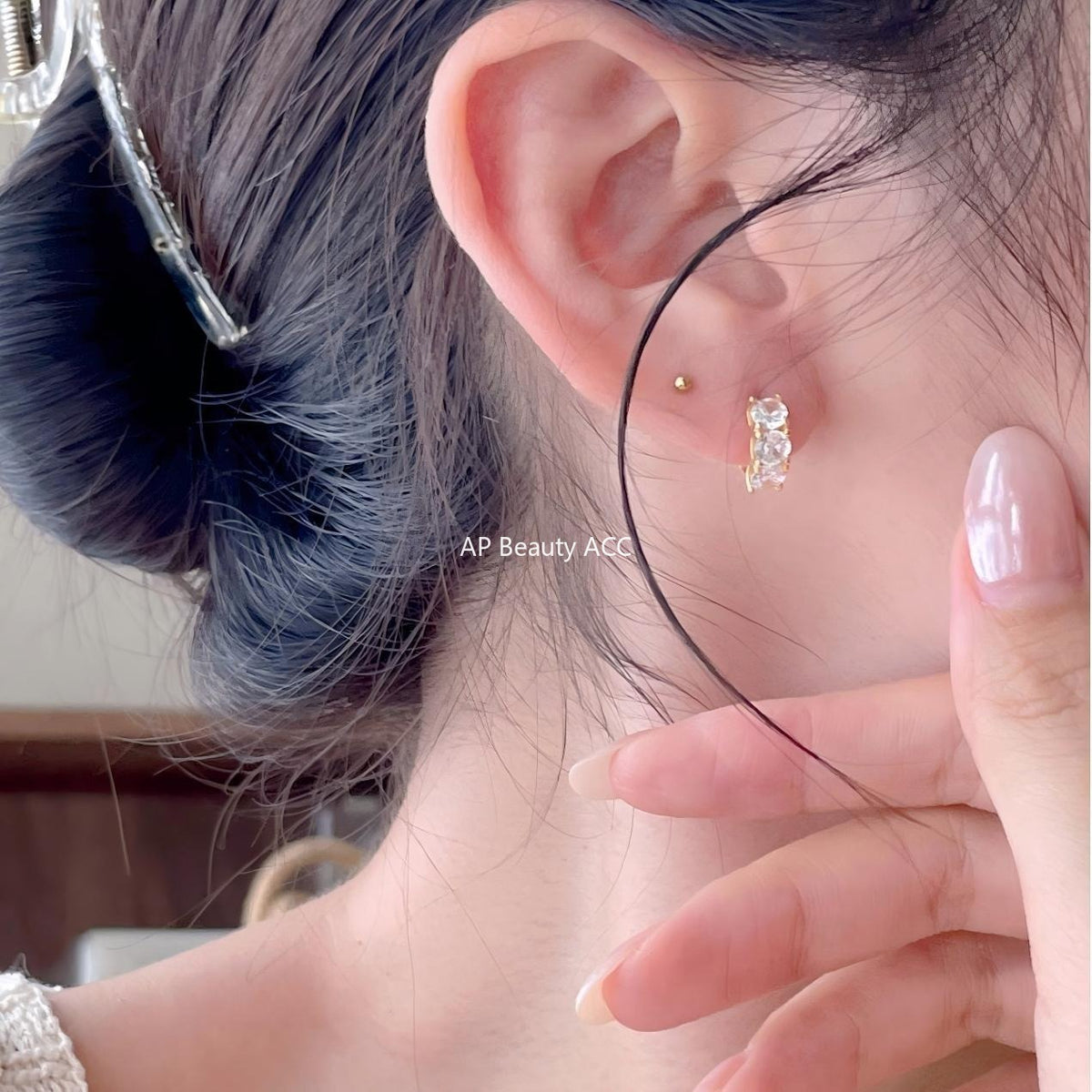 F廠-韓國韓版925純銀鋯石耳扣耳環簡約氣質百搭ins風耳飾「C1418」25.11-1