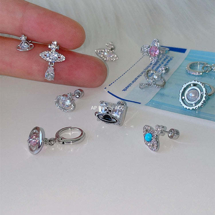 C廠-甜酷風爆閃鋯石星球耳釘鈦合金女高級感個性氣質別針鈦鋼新品耳飾「EH-4347」25.12-1