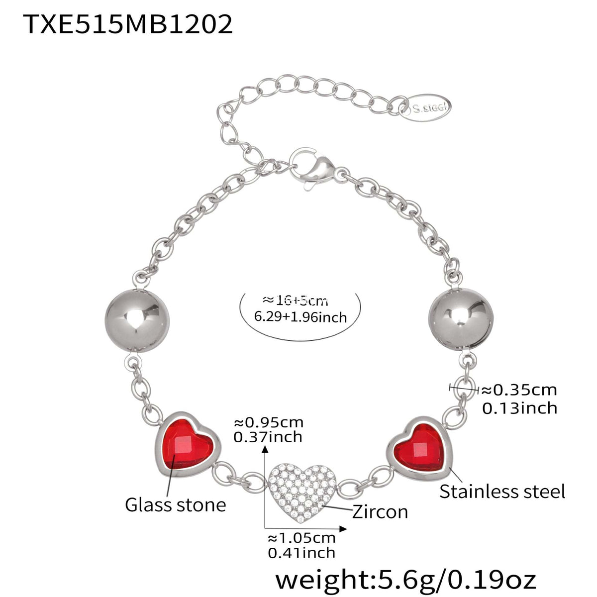 B廠-不鏽鋼彩色樹脂包邊項鍊5A鋯石愛心手鍊多巴胺飾品套裝鍍18k真金「TXP515」25.12-2