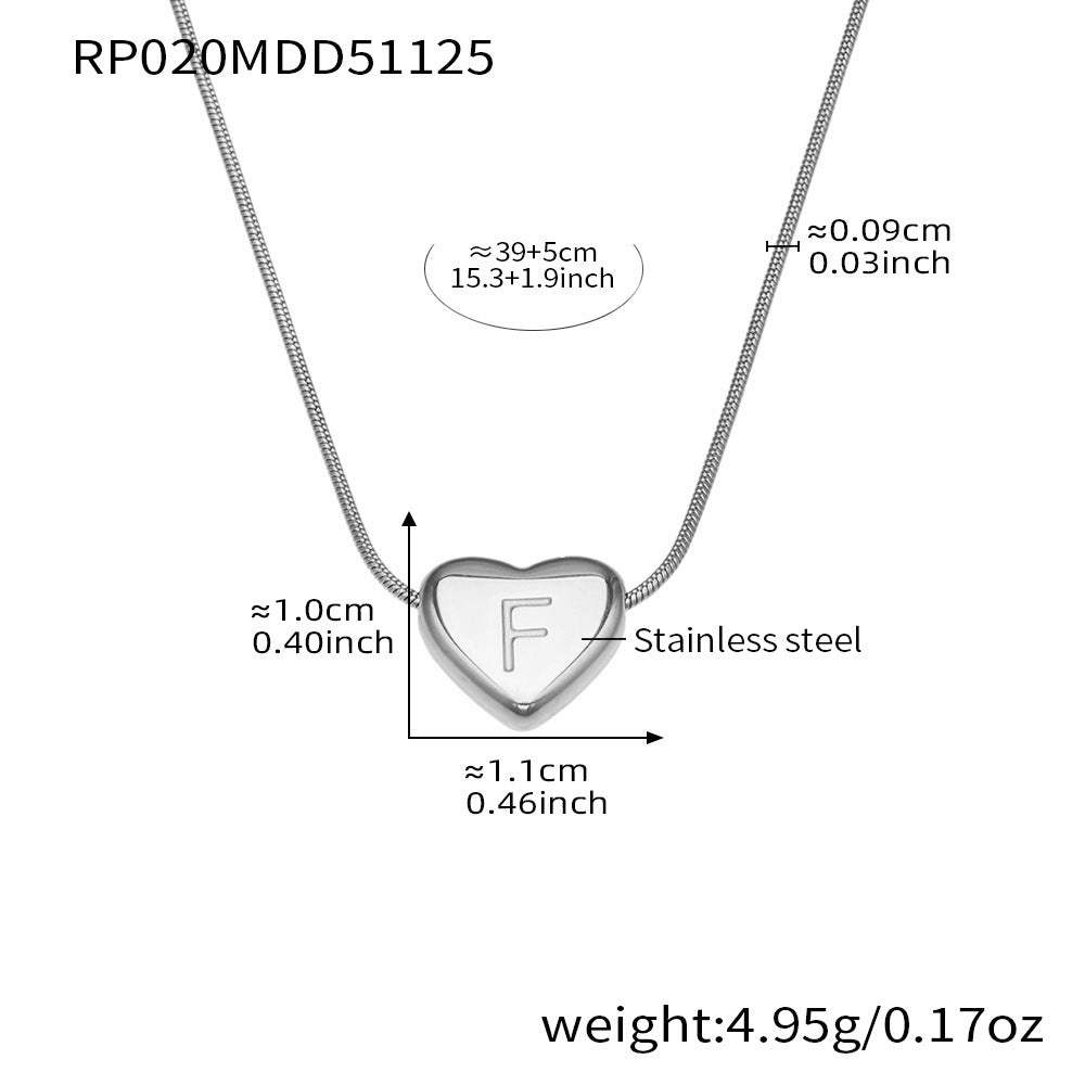 B廠-不鏽鋼26字母愛心吊墜鎖骨項鍊歐美熱銷款時尚輕奢飾品鍍18k真金「RP020」25.12-1