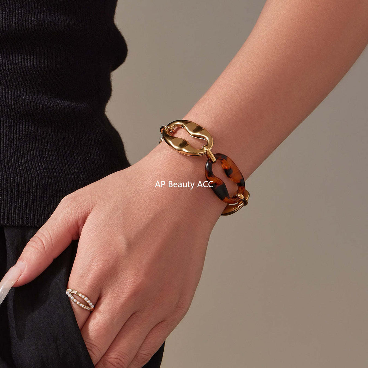 B廠-中古vintage耳飾設計感不鏽鋼幾何樹脂耳環項鍊手鍊套裝女「TXP470」25.11-3