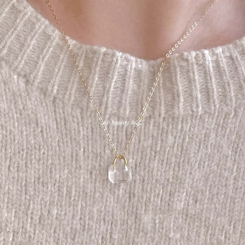 F廠-韓國韓版925純銀鎖頭項鍊簡約氣質百搭ins小紅書項鍊「B1386」25.11-4