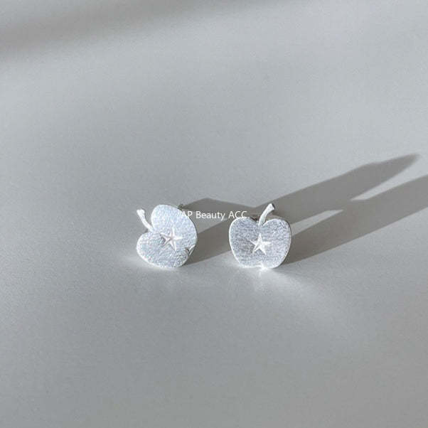C廠-森系百搭蘋果耳釘女輕奢高級感星星銀針耳環冷淡風秋冬氣質耳飾品「EH-4339」25.11-4