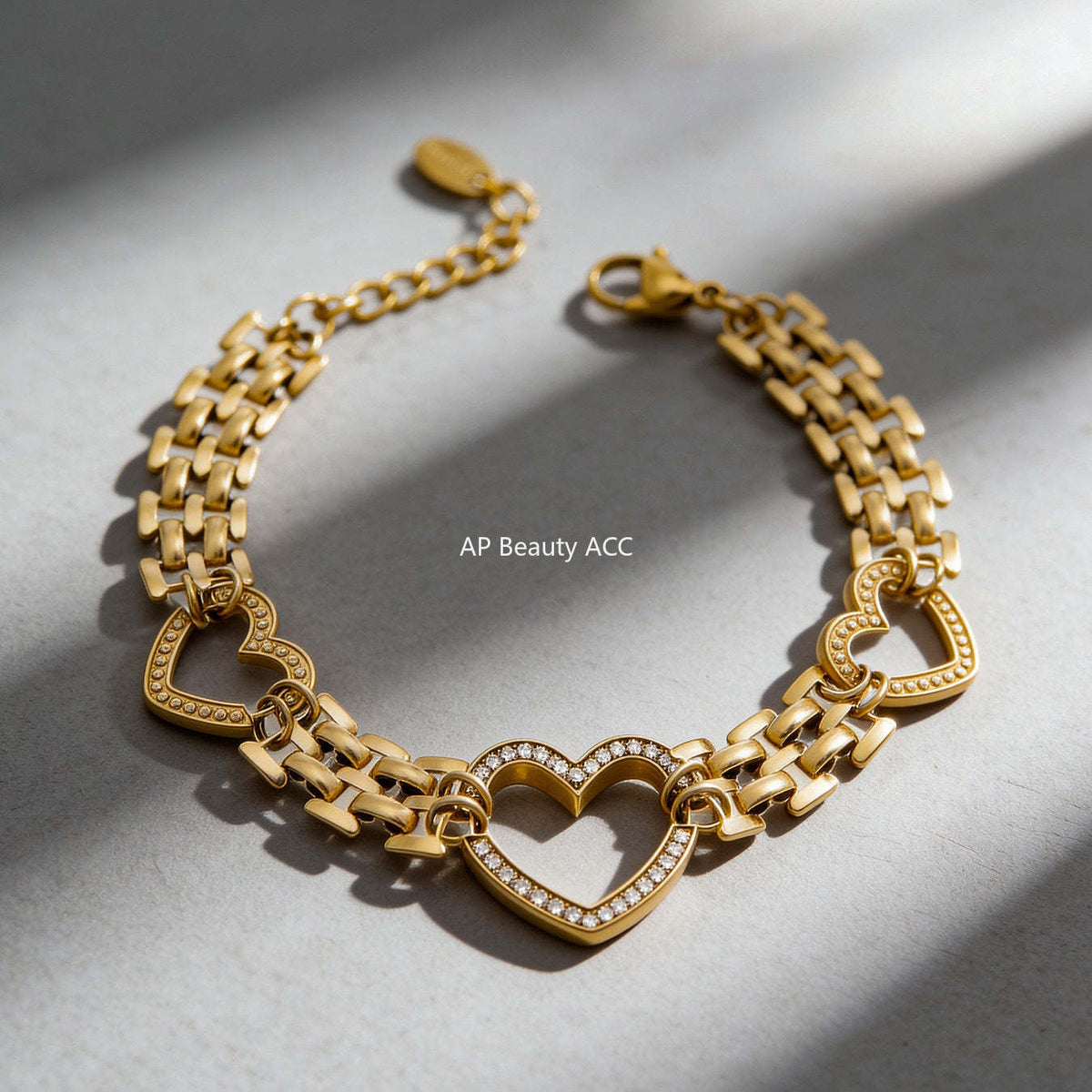 B廠-不鏽鋼鋯石愛心手錶鏈天然石愛心手指鏈組合高質感飾品鍍18k真金「E162-E169」25.12-3