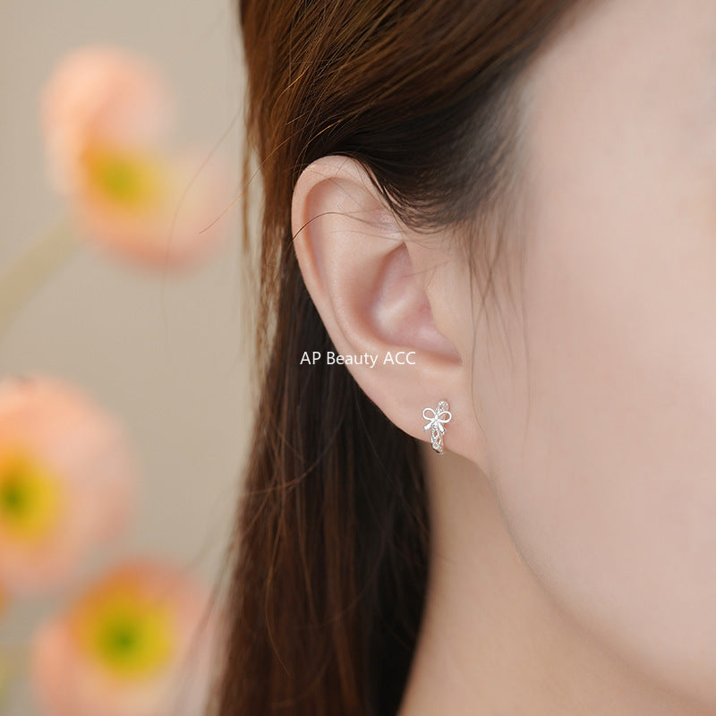 D廠-S925純銀日系鏤空蝴蝶結耳扣新款百搭高級感甜美溫柔氣質耳飾「YC2793E_1」25.11-1