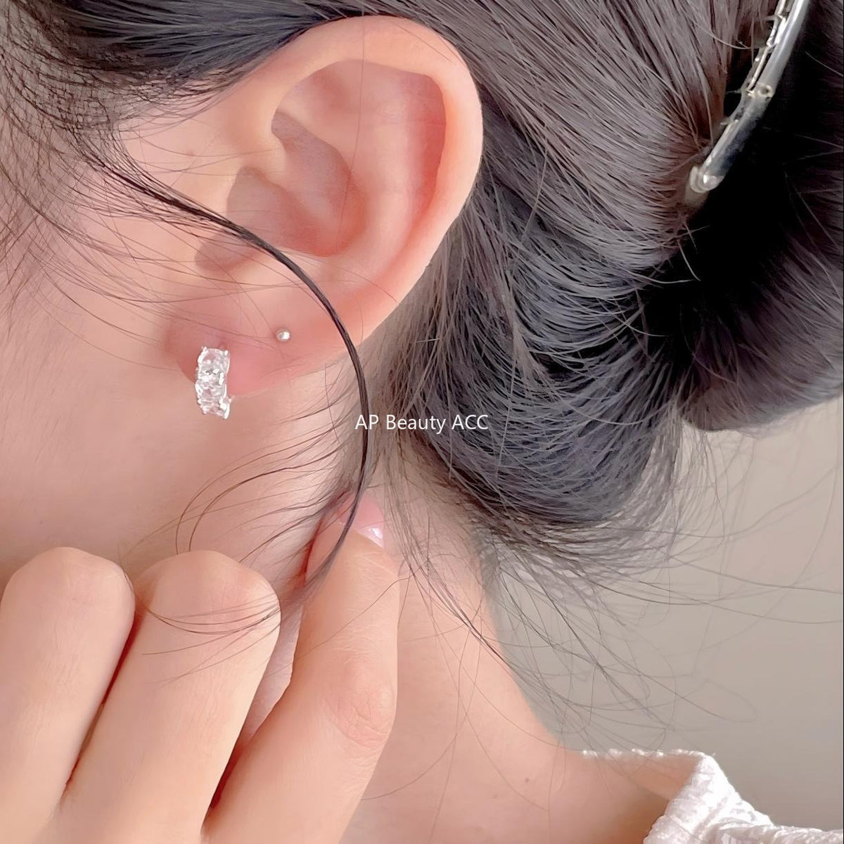 F廠-韓國韓版925純銀鋯石耳扣耳環簡約氣質百搭ins風耳飾「C1418」25.11-1