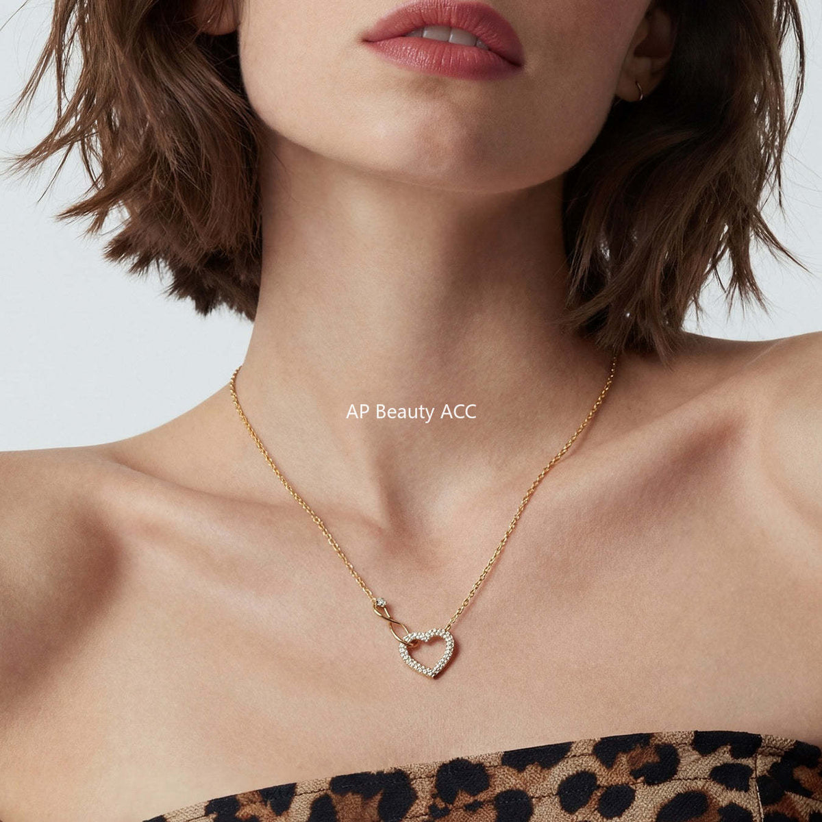 B廠-不鏽鋼滿鑽超閃愛心8字交叉項鍊手鍊套裝歐美風時尚飾品鍍18k真金「TXP529」25.12-3